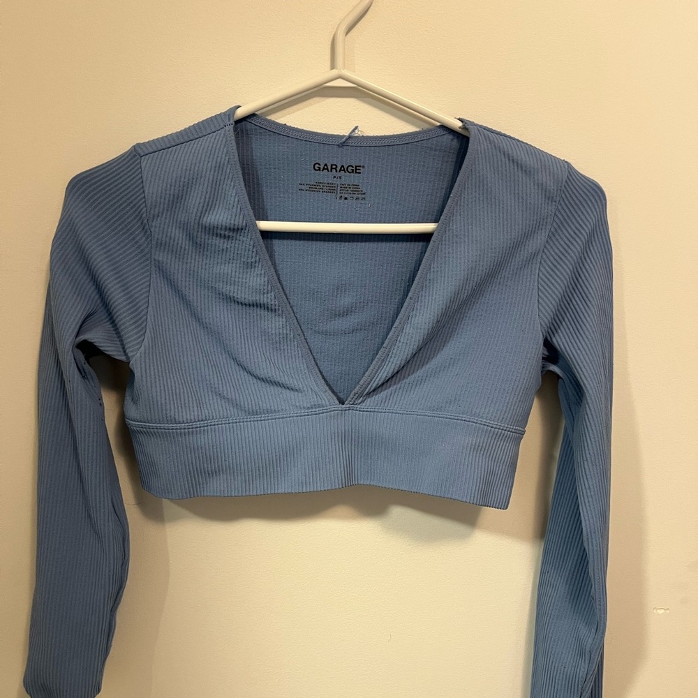Garage Women's Blue Ribbed Crop Top